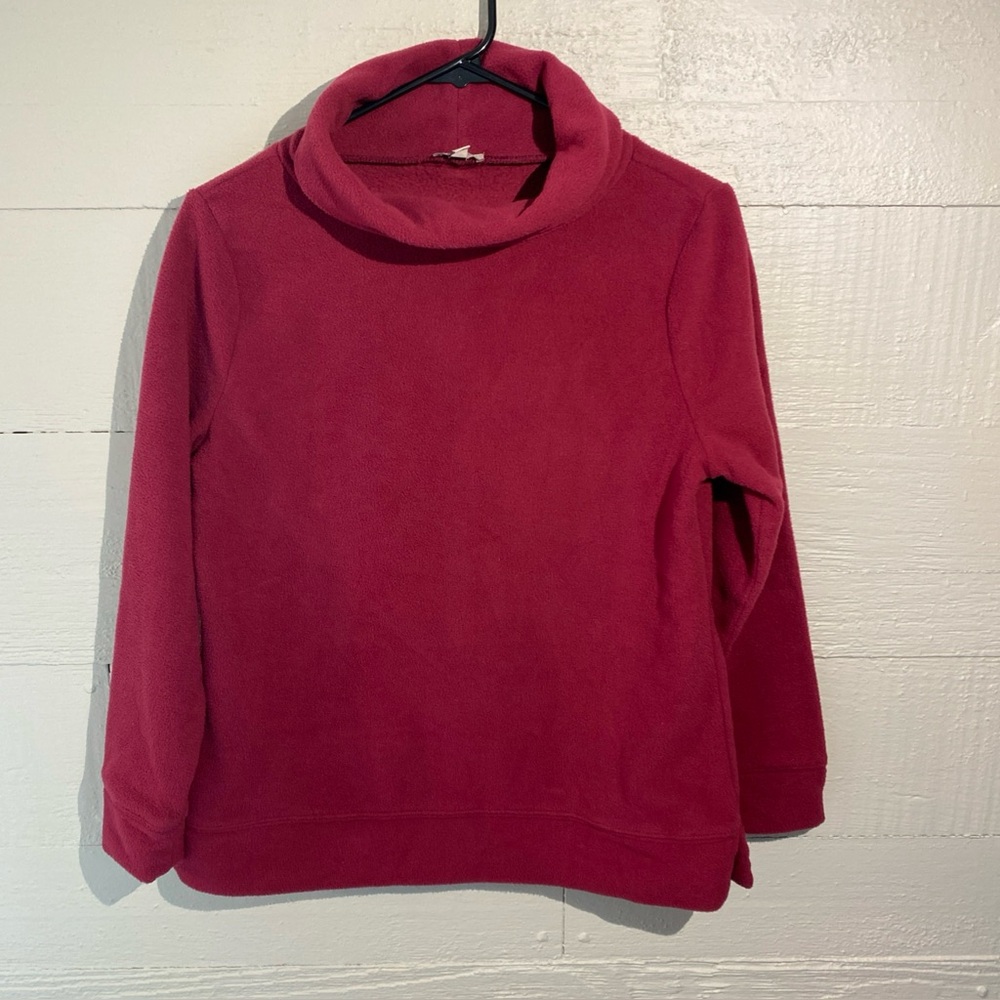 Talbots Petites MICROFLEECE FUNNEL NECK PULLOVER Burgundy Size MP